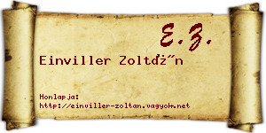 Einviller Zoltán névjegykártya